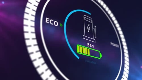 Electric Vehicle Battery Charging Status Digital Display Animation