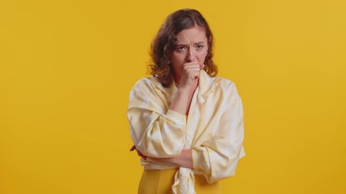Woman Coughing and Experiencing Illness Symptoms