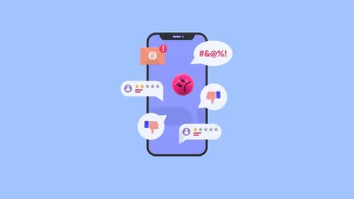 Animated Negative Feedback Concept Featuring Bad Reviews, Dislike Icons, Complaints, And Low Ratings