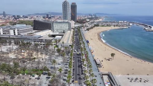 Barceloneta Beach At Barcelona In Barcelona Province Spain.