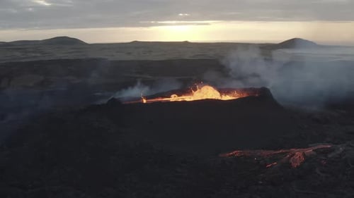 Aerial video of the eruption of the Fagradalsfjall volcano in Iceland