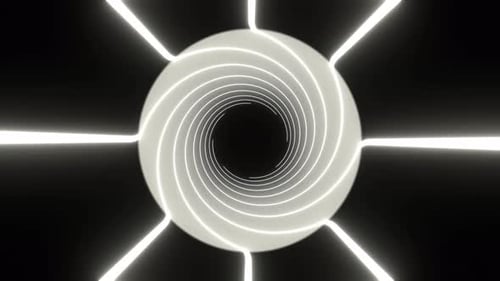 White Rotating Spiral Lines Background Vj Loop In 4K