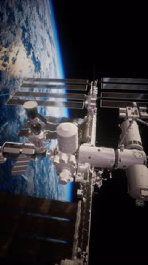 International Space Station in Outer Space Over the Planet Earth