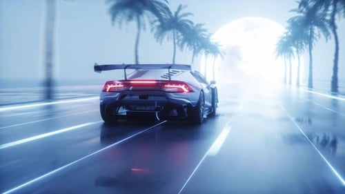 Synthwave Sport Car Riding Background