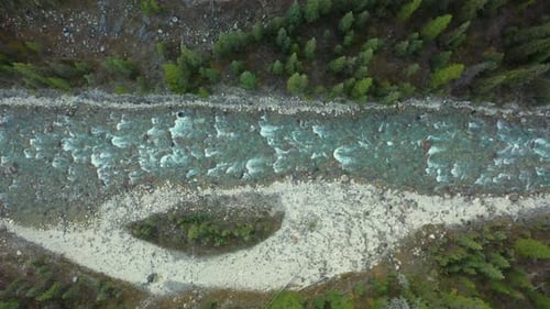 Aerial view of Mistaya Canyon, Rocky Mountains, Canada.