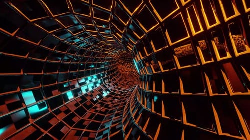 Sci Fi Tunnel Trhough The Tube Vj Loop Background 4K