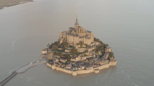 Aerial view of Mont-Saint-Michel, Normandy, France.