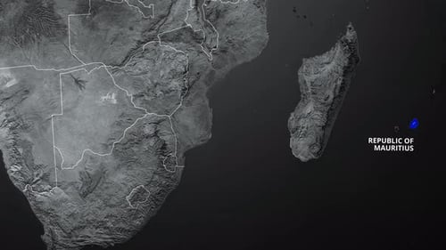 Animated Global Map Zoom Reveal to Republic of Mauritius