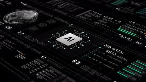 Futuristic AI Chip and Big Data Interface Animation