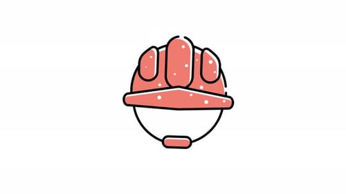 animation of Red construction helmet with a light.