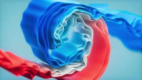Dynamic Swirling Blue White Red Fluid Ribbons Abstract Background