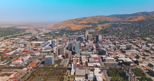 Salt Lake City downtown at sunny daytime. Amazing city scenery