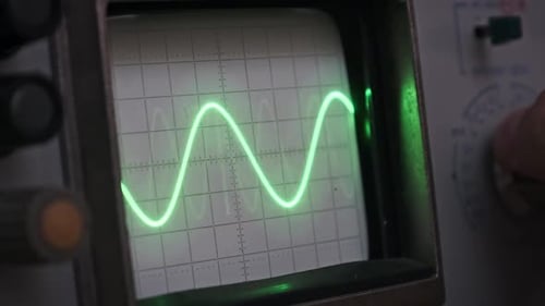 Oscilloscope Displaying Oscillating Wave, Knob Adjustment