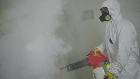 Xterminator Uses a Smoke Fumigator to Destroy Mold in the Basementthe ...