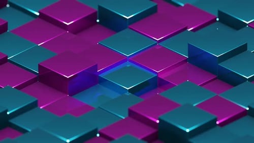 Abstrakter Hintergrund mit glänzenden Würfeln in Rosa und Cyan VJ Loop in HD
