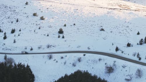 Snowy Hill Journey Aerial View Of Winter Landscape Scenic Snowcovered Hills With Winding Roads