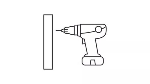Animated Line Icon of a Cordless Drill Screwing into a Wall