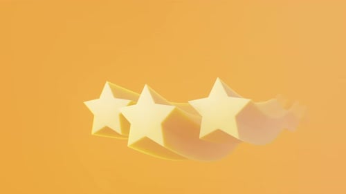 Animated Three 3D Stars with Wavy Trails