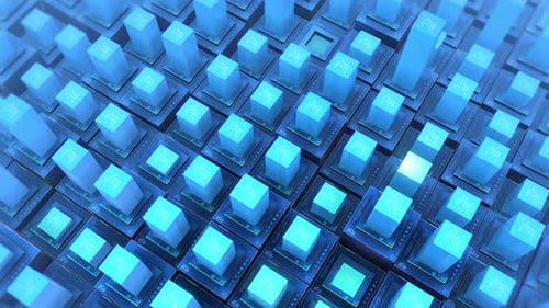 Digital Blue Cube Columns Array