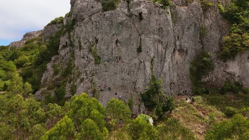 Climbers are Climbing in Serra De Montejunto Aerial View