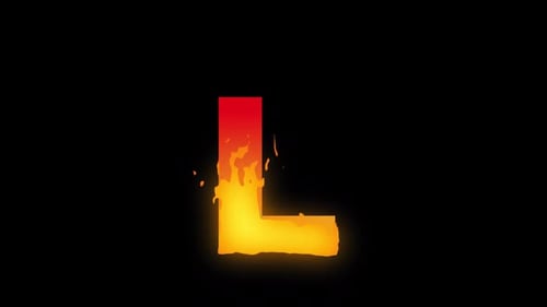 Animated Burning Fiery Letter L Element