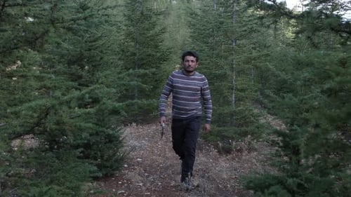 Man Walking Forest Ax