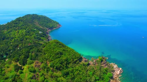 Aerial view over tropical island