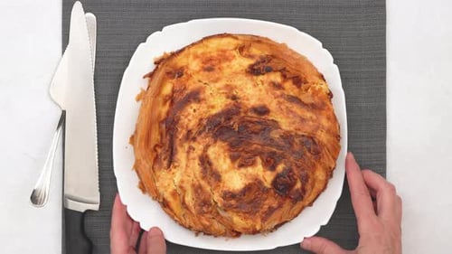 Overhead shot of baked food on a plate