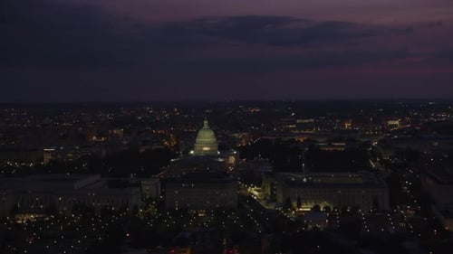 United States capitol building aerial view at early dawn in Washington dc circa 2017