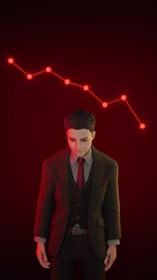 Sad Expression Decline Chart Portrait