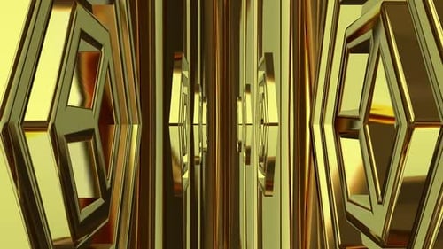 Golden Geometric Hexagon Tunnel Loop Animation