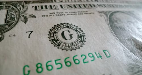 Ein-Dollar-Note, Nahaufnahme, Dolly-Aufnahme, Weitwinkelaufnahme