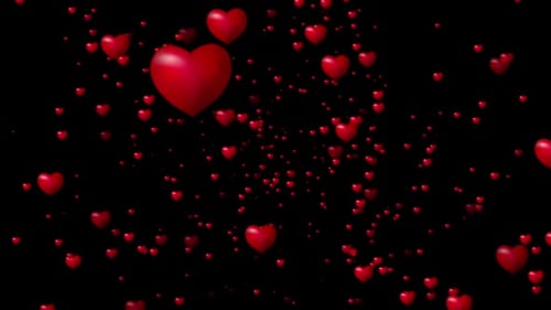 Glossy Red Hearts Particle Flow Background Loop