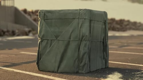 3D Unwrapping Tarp Reveal Animation