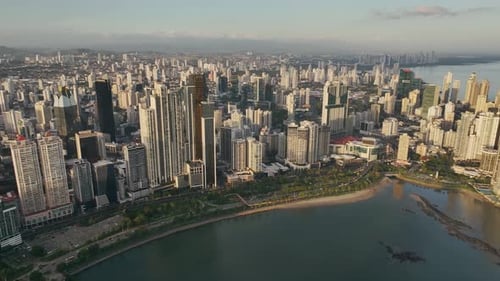 Panama city sunset drone shots