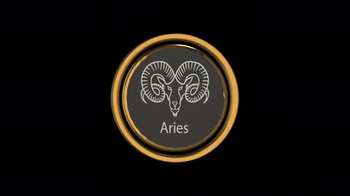 Golden 3D Aries Zodiac Sign Rotating Coin