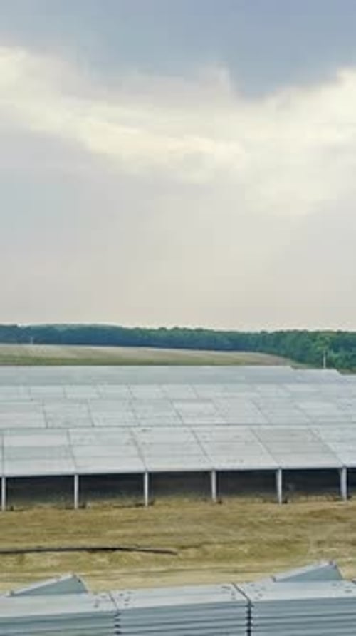 Constructing new farm. Aerial view of farm under construction for livestock