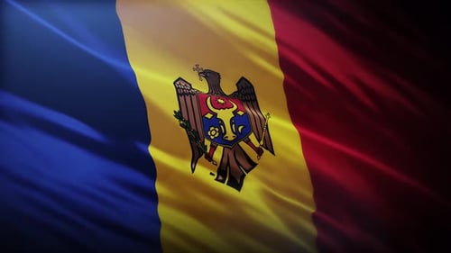 Moldova National Flag Realistic Waving Animation