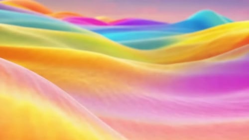 Lebendige abstrakte 3D-Wellenlandschaft mit abstraktem Regenbogen