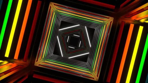 Rainbow Neon Motion Effect Tunnel Background Vj Loop In HD
