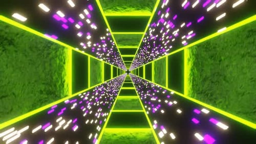 Lime Sci-Fi Neon Glow Cyber Tunnel Background Vj Loop In HD