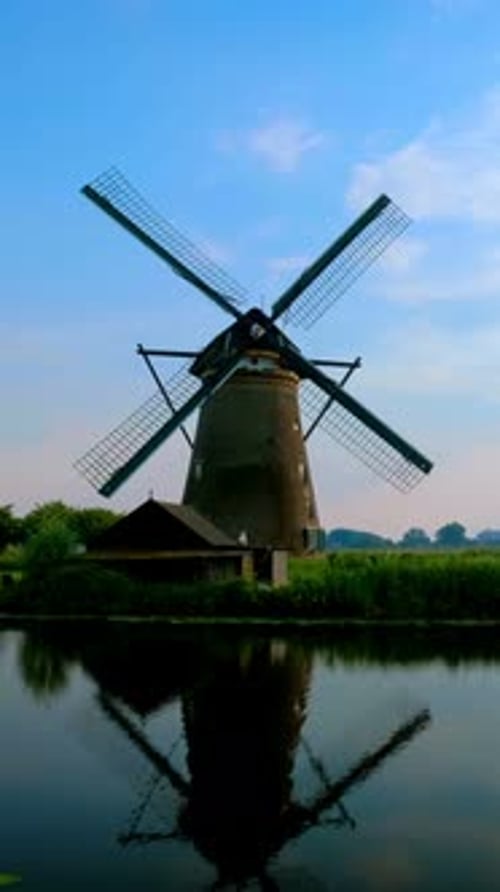 Windmills at Kinderdijk in Holland Netherlands