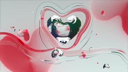 Shimmering Fluid Glass Hearts Animated Background