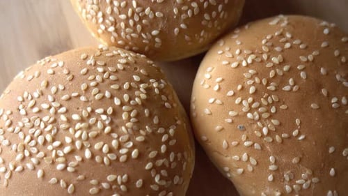 Close-up of Fresh Hamburger Buns