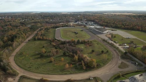 Beautiful aerial view of Scarborough Downs horse racing track.