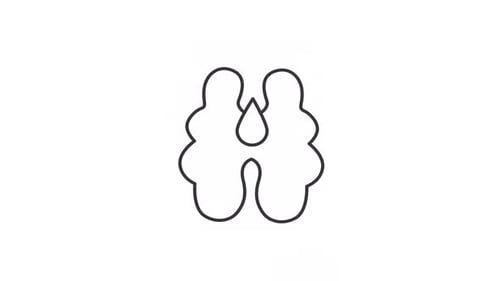 Animated walnut half line icon