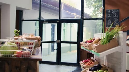 Inside of a Local Market with Food and Produce