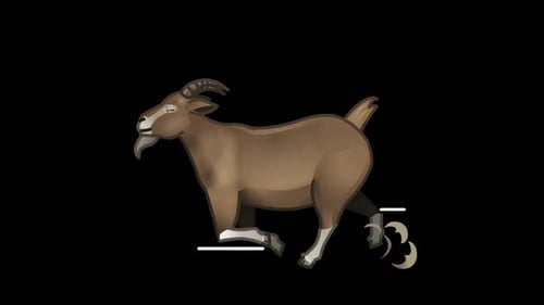 Animated Cartoon Goat Character Jumping and Chewing Loop