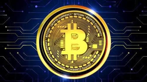 Futuristic 3D Gold Bitcoin Crypto Coin Animation Loop