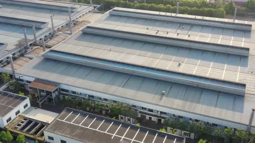 Factory building in city